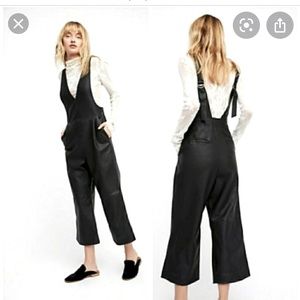 Free people vegan leather overalls